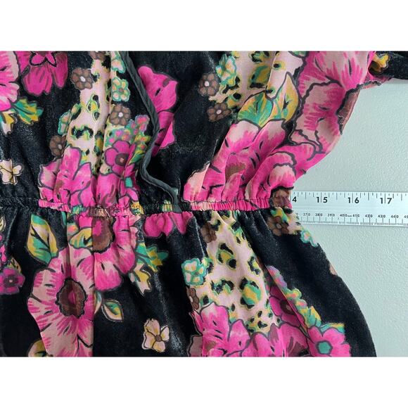 Band Of Gypsies Velvet Burnout Romper Womens Large Boho Hippie Fairy Grunge - Picture 9 of 13